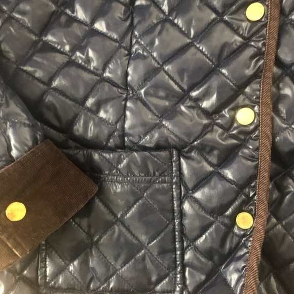 Tommy Hilfiger Navy Diamond Quilted Snap Up Jacket Sz M Corduroy Cuff Collar - Picture 4 of 7